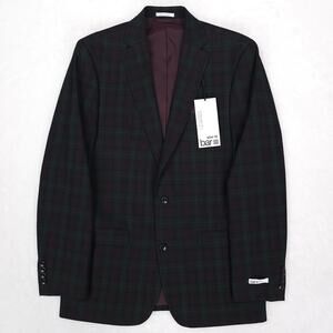 Bar III Mens Slim Fit Suit Jacket Blazer 40L Green Burgundy Plaid Stretch NWT